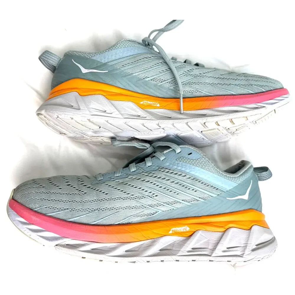 HOKA Arahi 4 Running Shoes Gray Orange Pink Women's US 9 EU 41 1/3 Stability